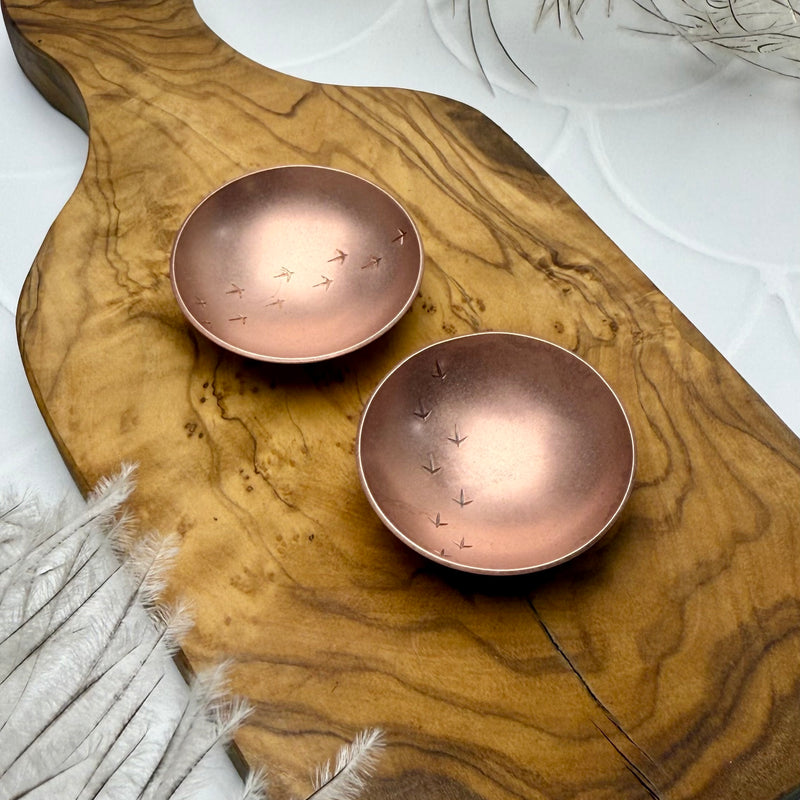 Hand-forged Mini Copper Bowl -  Bird Tracks Pattern