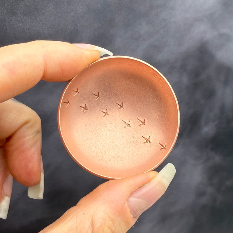 Hand-forged Mini Copper Bowl -  Bird Tracks Pattern