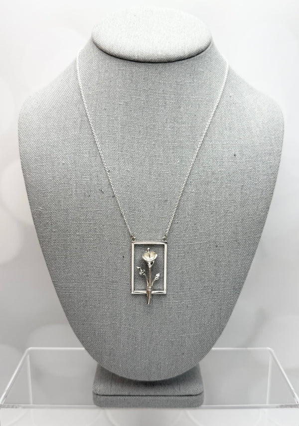 Framed Calla Lily Necklace