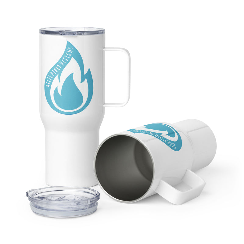 Aqua Flame Travel mug with a handle