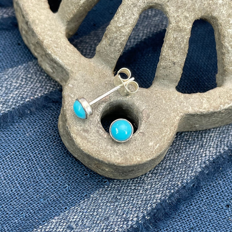 Sleeping Beauty Turquoise Bezel Studs