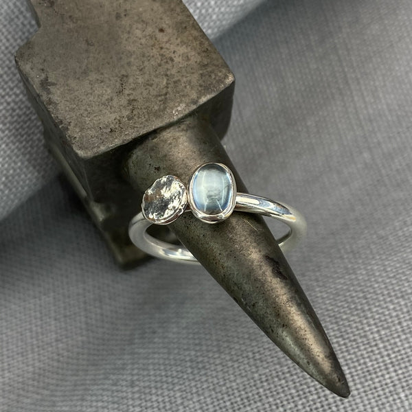 6.25 Round Stacker with Blue Topaz and Pebble