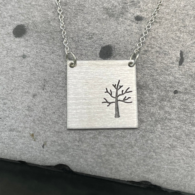 Square Necklace Series - Winter Tree