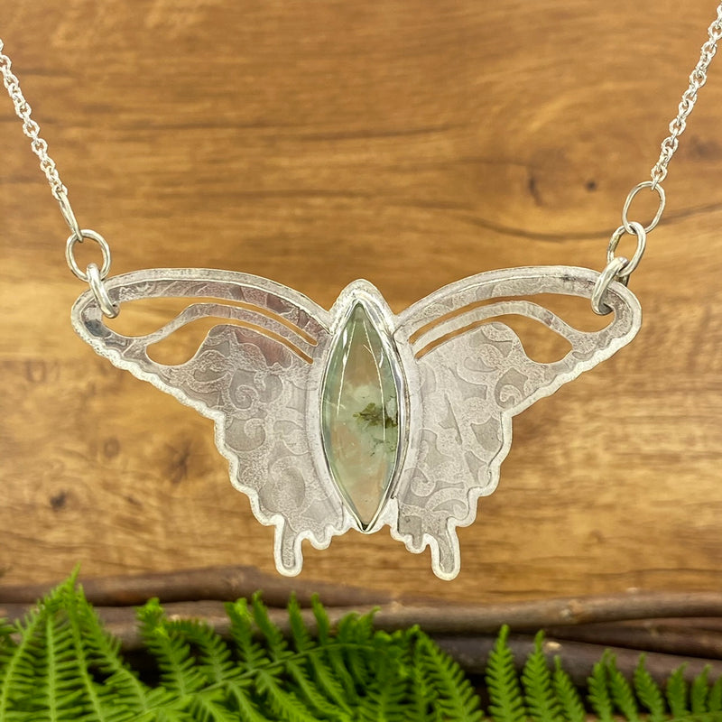 Pierced and Patterned Butterfly with Prehnite