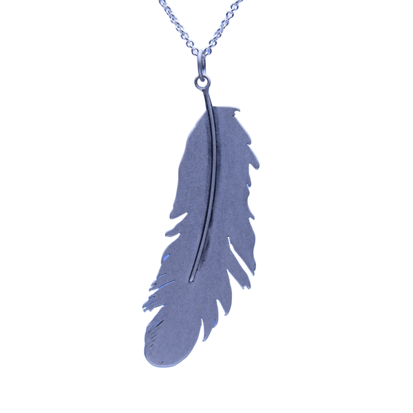 Flat Feather Pendant Large Left-sweeping