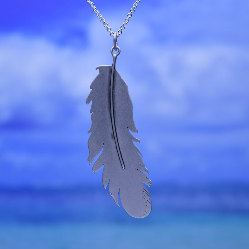 Flat Feather Pendant Large Right-sweeping