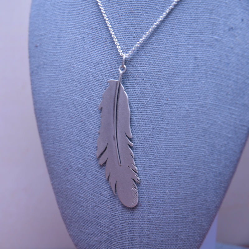 Flat Feather Pendant Large Right-sweeping