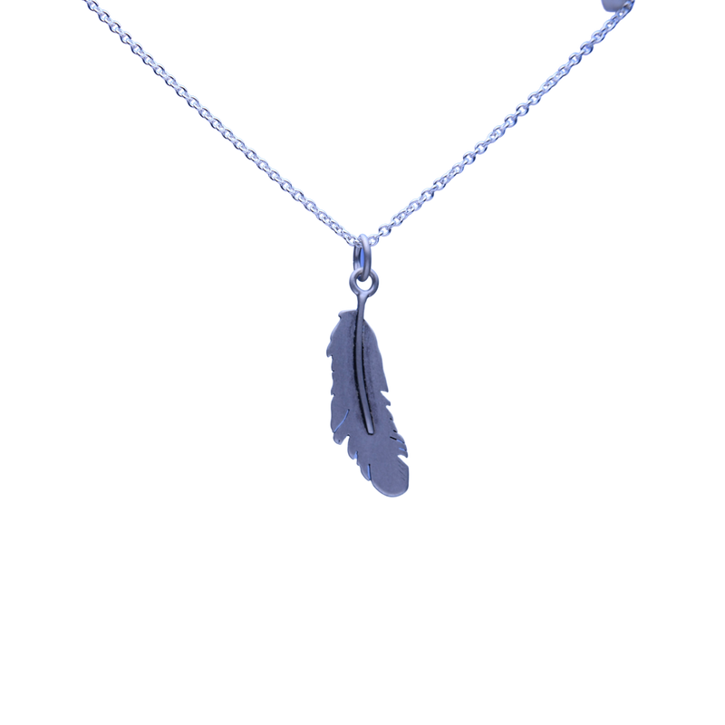 Flat Feather Pendant Small Right-sweeping