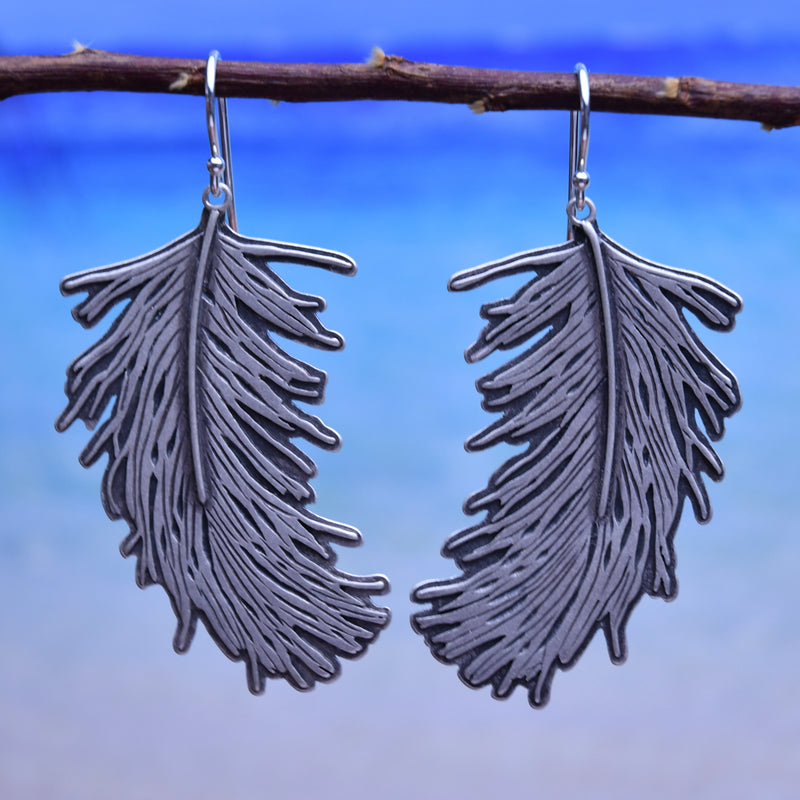 Fluffy Feather Double Layer Drop Earrings