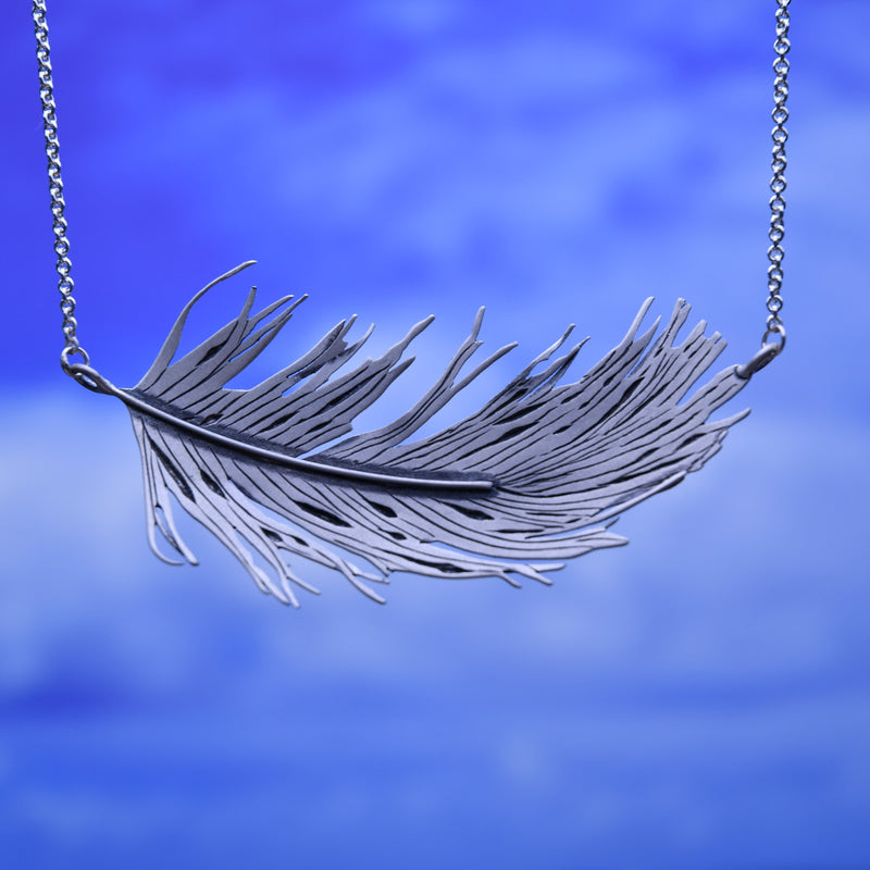 Fluffy Feather Station Necklace Large