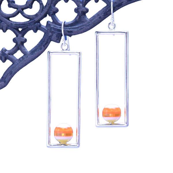 Candy Corn Long Rectangle Drop Earrings