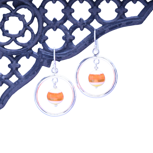 Candy Corn Medium Circle Drop Earrings