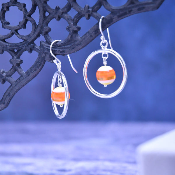 Candy Corn Medium Circle Drop Earrings