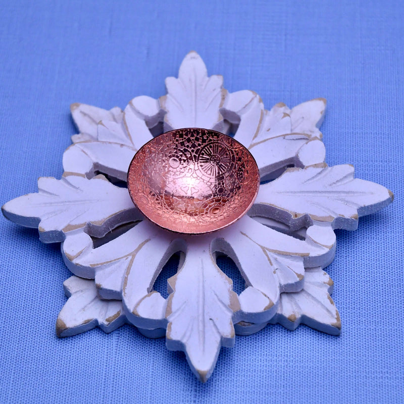 Hand-forged Mini Copper Bowl -  Steampunk Gear Pattern