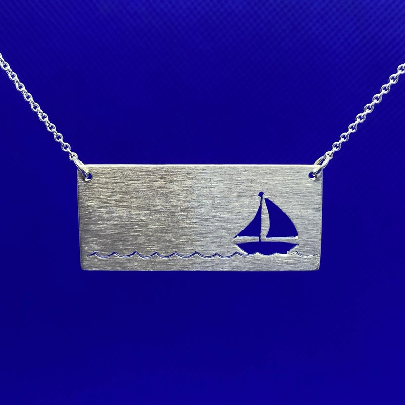 Rectangle Necklace Series - Sail Boat