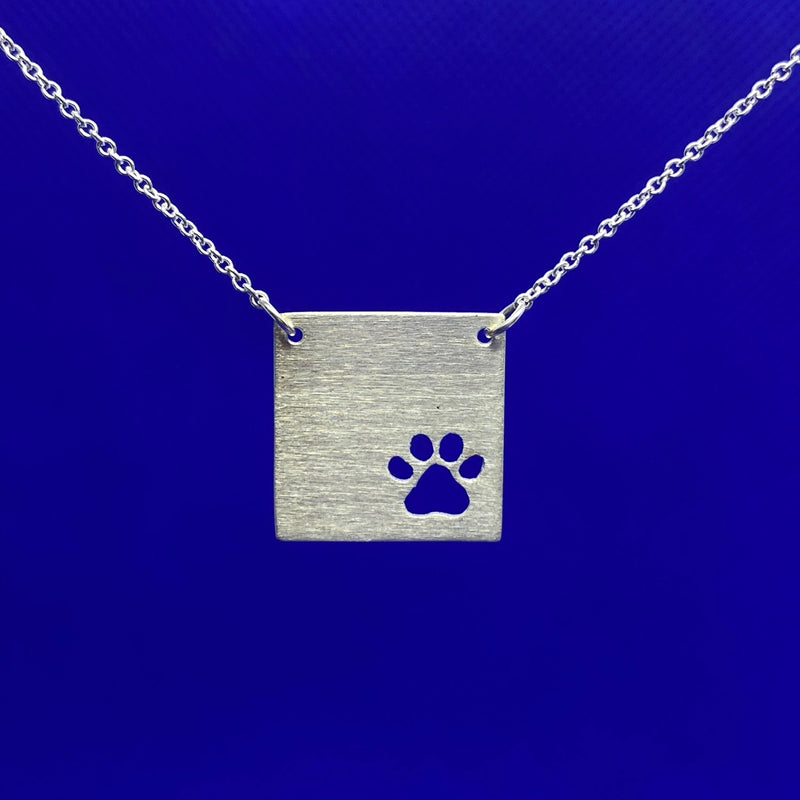 Square Necklace Series - Paw Print