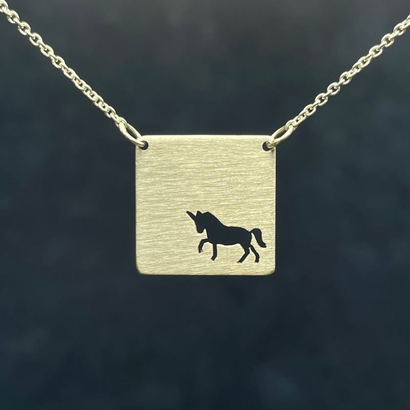 Square Necklace Series - Unicorn with Smooth Mane