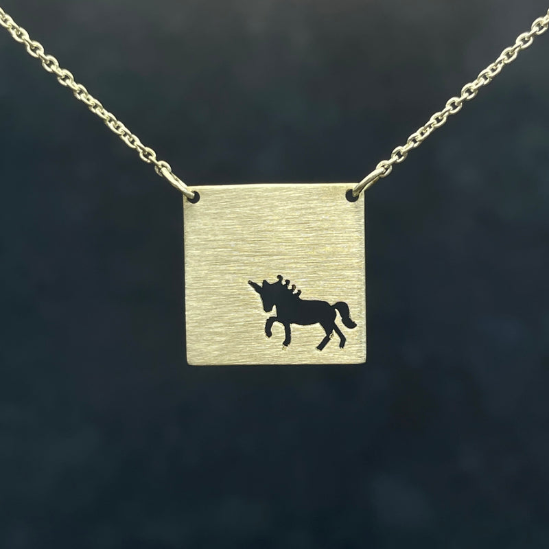 Square Necklace Series - Unicorn with Crazy Mane
