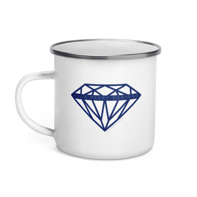 Allie Perry Designs Navy Diamond Enamel Mug