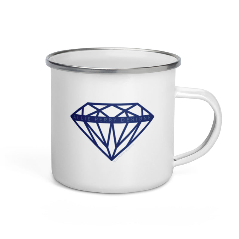 Allie Perry Designs Navy Diamond Enamel Mug
