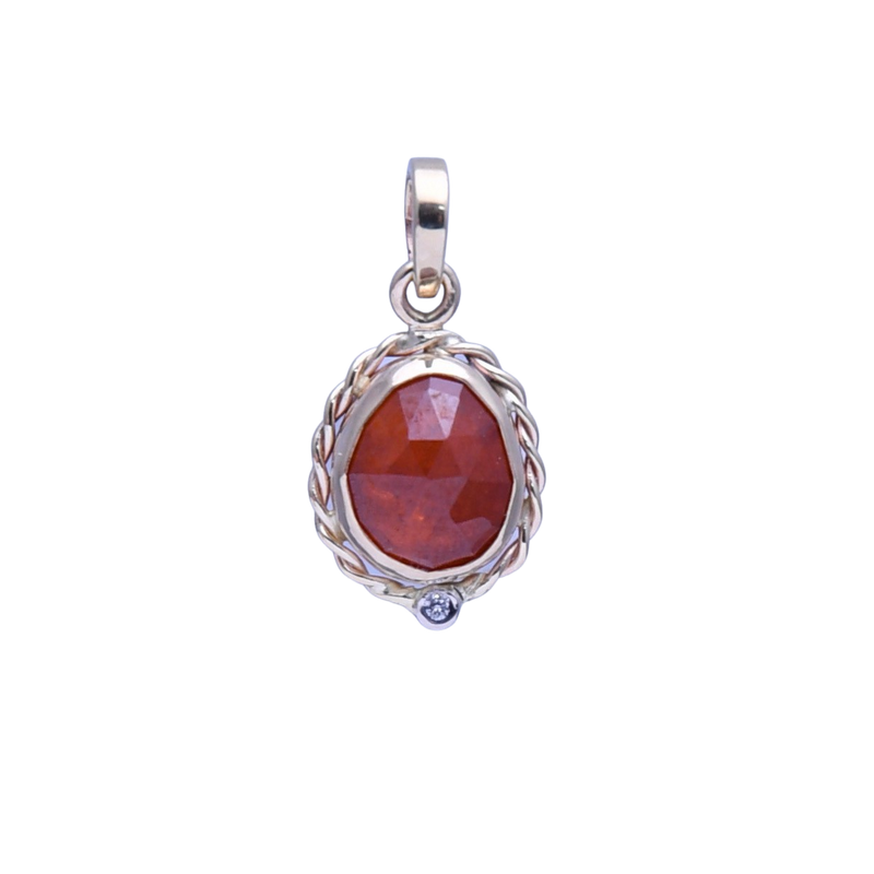 Spessartine Garnet and Diamond in 14k Gold