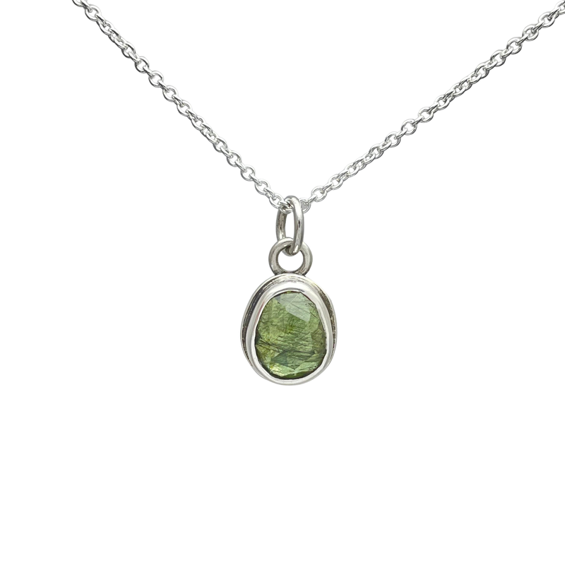 Love = Love Peridot with Ludwigite in Sterling Silver