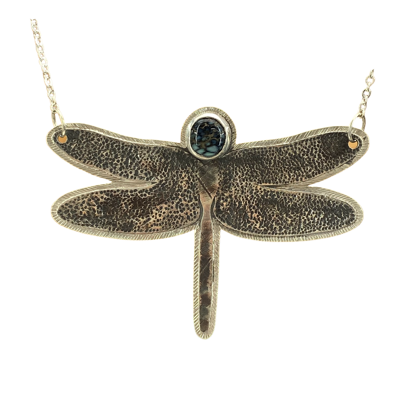 Rustic Variscite Dragonfly Necklace